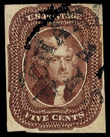 Price of US Stamps Scott Catalogue # 12 - 5c 1856 Jefferson. Cherrystone Auctions, Jan 2008, Sale 200801, Lot 1033