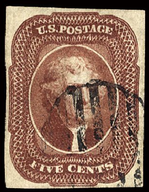 Price of US Stamp Scott Cat. 12: 1856 5c Jefferson. Cherrystone Auctions, Mar 2009, Sale 200903, Lot 23