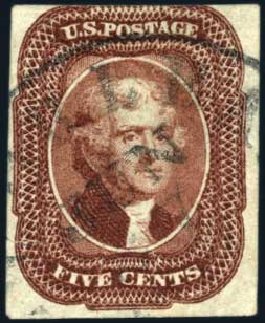 Costs of US Stamp Scott Cat. #12: 5c 1856 Jefferson. Harmer-Schau Auction Galleries, Oct 2009, Sale 83, Lot 313