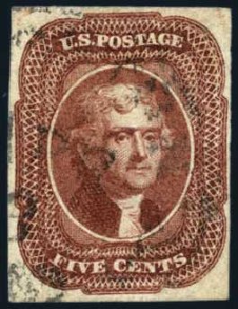 Prices of US Stamp Scott Cat. # 12: 5c 1856 Jefferson. Harmer-Schau Auction Galleries, May 2013, Sale 97, Lot 323