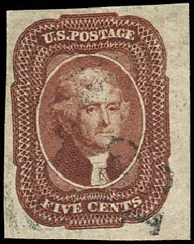 Values of US Stamps Scott Catalog # 12: 5c 1856 Jefferson. Regency-Superior, Nov 2014, Sale 108, Lot 63