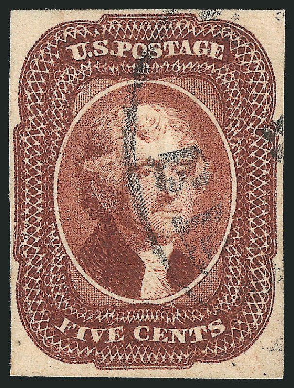 Values of US Stamps Scott Catalog # 12: 5c 1856 Jefferson. Robert Siegel Auction Galleries, Jun 2011, Sale 1011, Lot 403
