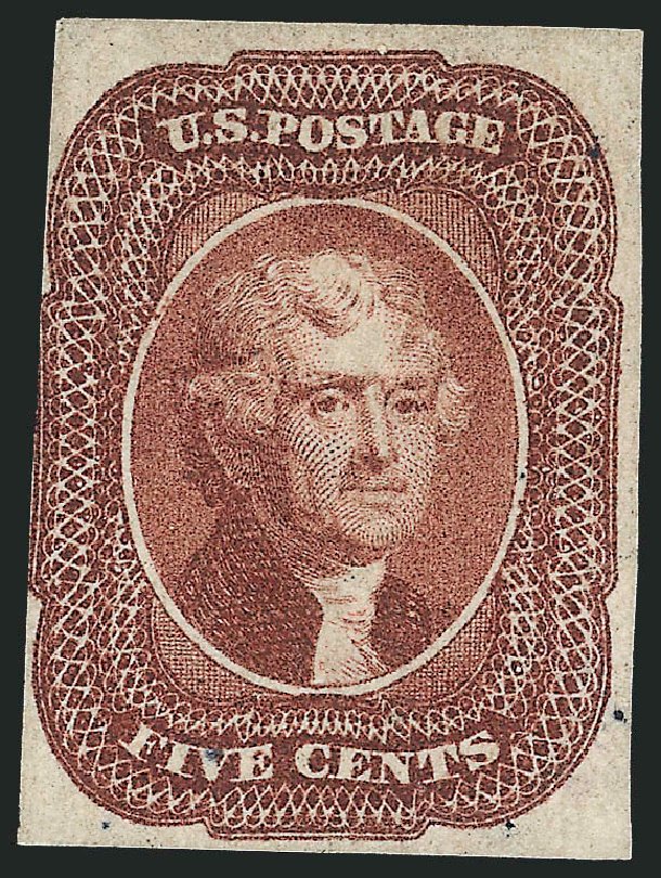 US Stamps Value Scott # 12: 5c 1856 Jefferson. Robert Siegel Auction Galleries, Jul 2013, Sale 1050, Lot 113