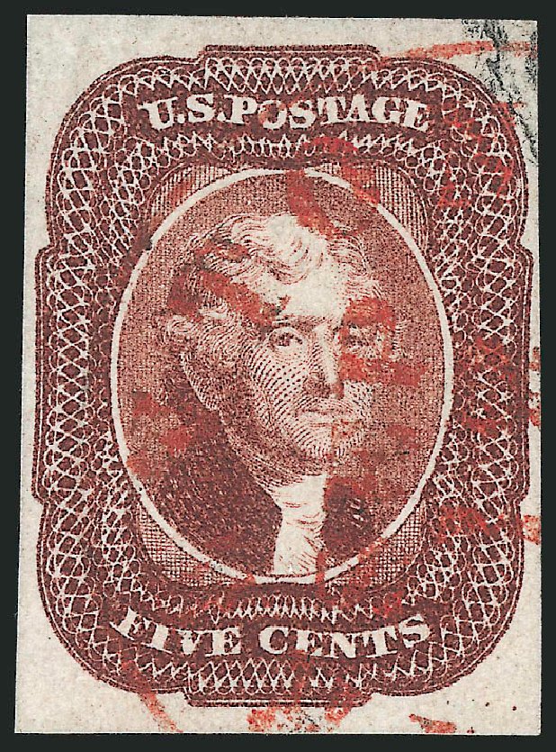 Costs of US Stamps Scott Catalog 12: 5c 1856 Jefferson. Robert Siegel Auction Galleries, Dec 2013, Sale 1062, Lot 113