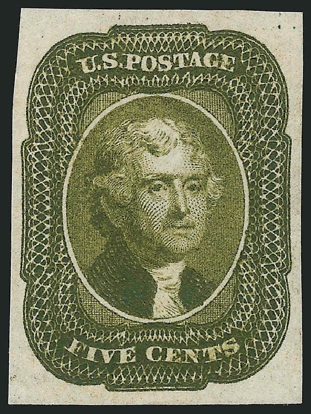 Costs of US Stamp Scott Cat. 12 - 1856 5c Jefferson. Robert Siegel Auction Galleries, Oct 2014, Sale 1082, Lot 33