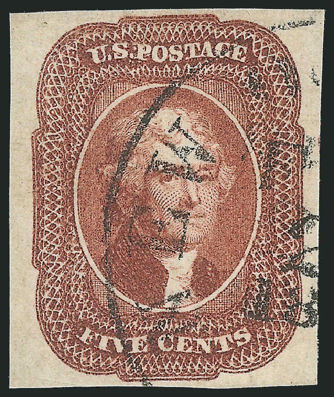 Price of US Stamps Scott Cat. 12 - 1856 5c Jefferson. Robert Siegel Auction Galleries, Feb 2015, Sale 1092, Lot 1013