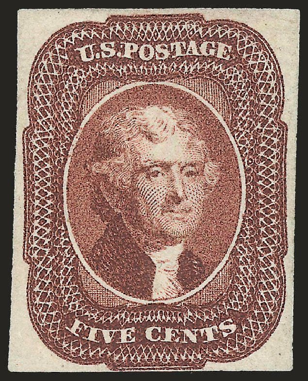 Costs of US Stamps Scott Catalogue # 12 - 1856 5c Jefferson. Robert Siegel Auction Galleries, Apr 2009, Sale 972, Lot 3023