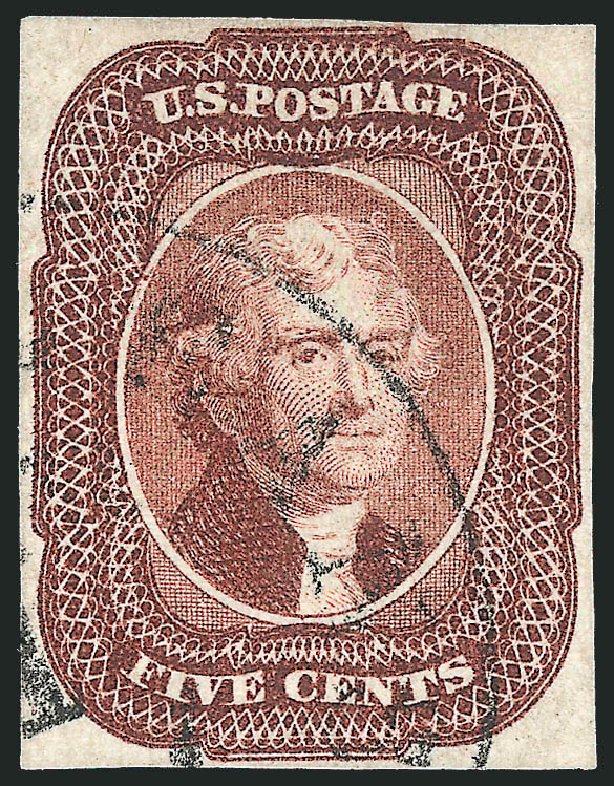 US Stamps Prices Scott Cat. 12 - 1856 5c Jefferson. Robert Siegel Auction Galleries, Sep 2010, Sale 993, Lot 233