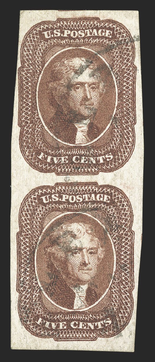 US Stamps Prices Scott Catalogue 12 - 1856 5c Jefferson. Spink Shreves Galleries, Jul 2012, Sale 140, Lot 63