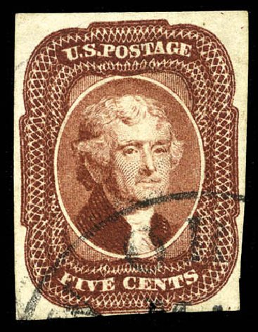 US Stamps Prices Scott Cat. # 12: 5c 1856 Jefferson. Matthew Bennett International, Mar 2012, Sale 344, Lot 4206