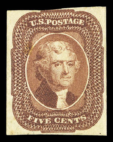 US Stamps Price Scott 12: 1856 5c Jefferson. Matthew Bennett International, Sep 2012, Sale 346, Lot 676