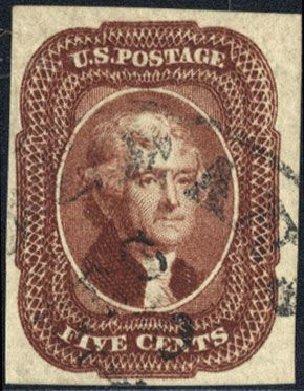 Cost of US Stamp Scott Catalog #12: 1856 5c Jefferson. Cherrystone Auctions, Mar 2008, Sale 200803, Lot 46