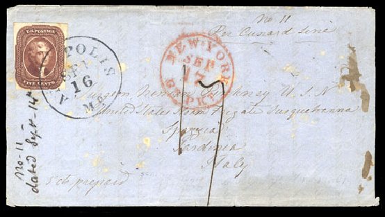 Value of US Stamps Scott Cat. 12: 1856 5c Jefferson. Cherrystone Auctions, Mar 2009, Sale 200903, Lot 26