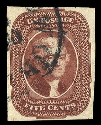 Costs of US Stamps Scott Catalog #12: 1856 5c Jefferson. Cherrystone Auctions, Sep 2012, Sale 201209, Lot 16