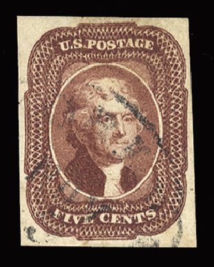 Value of US Stamp Scott Cat. #12 - 5c 1856 Jefferson. Cherrystone Auctions, Mar 2013, Sale 201303, Lot 6