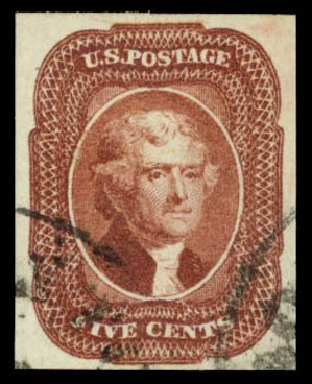 US Stamp Price Scott Catalogue #12 - 5c 1856 Jefferson. Daniel Kelleher Auctions, May 2014, Sale 653, Lot 2066