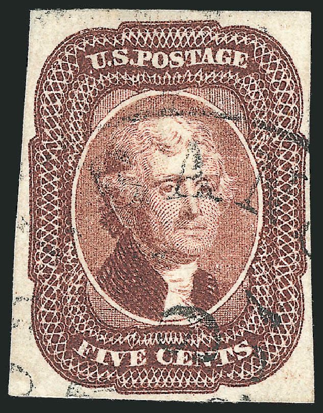Values of US Stamps Scott Catalogue #12: 5c 1856 Jefferson. Robert Siegel Auction Galleries, Nov 2013, Sale 1061, Lot 3386