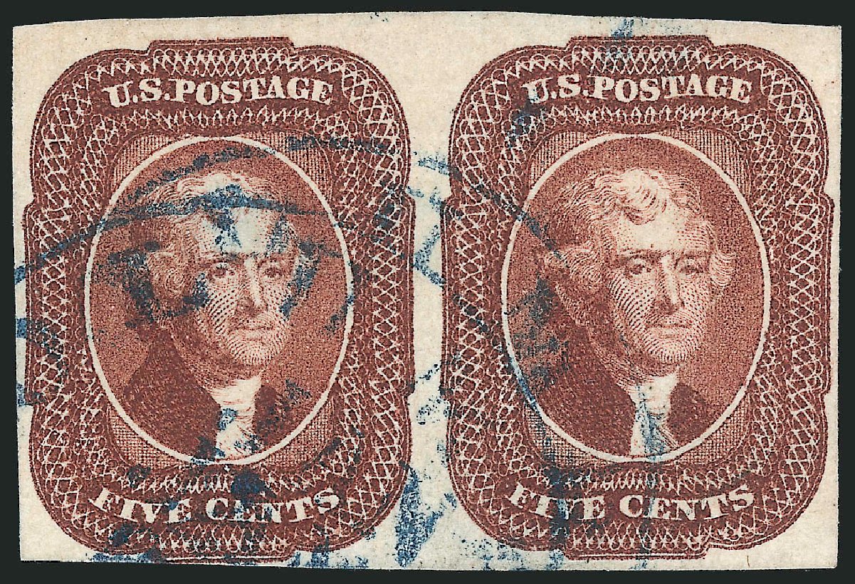 US Stamp Price Scott Cat. #12 - 1856 5c Jefferson. Robert Siegel Auction Galleries, Dec 2013, Sale 1062, Lot 116