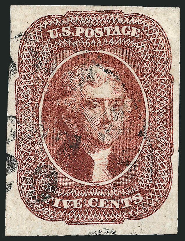 US Stamps Prices Scott Cat. # 12 - 5c 1856 Jefferson. Robert Siegel Auction Galleries, Sep 2008, Sale 962, Lot 2236