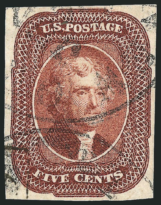US Stamps Values Scott Catalog #12 - 5c 1856 Jefferson. Robert Siegel Auction Galleries, Sep 2008, Sale 962, Lot 2246