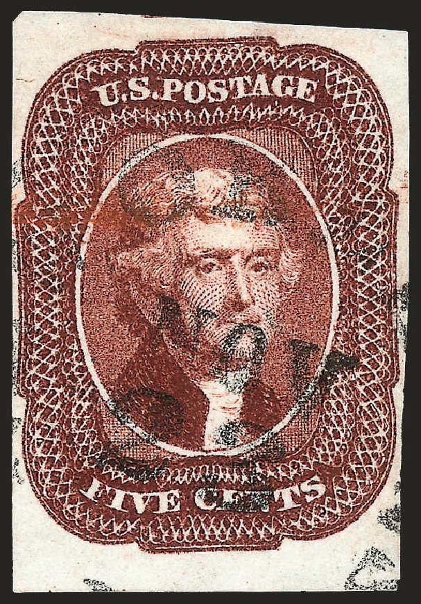 US Stamp Price Scott Catalogue #12: 1856 5c Jefferson. Robert Siegel Auction Galleries, Oct 2008, Sale 963, Lot 206