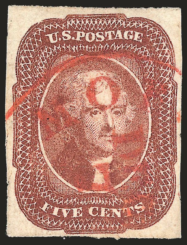 US Stamp Prices Scott # 12 - 5c 1856 Jefferson. Robert Siegel Auction Galleries, Apr 2010, Sale 984, Lot 96