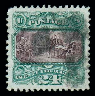 Prices of US Stamp Scott #120 - 1869 24c Pictorial Declaration. Matthew Bennett International, Dec 2007, Sale 325, Lot 1607