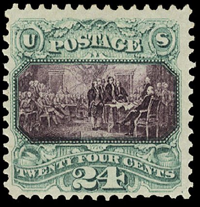 US Stamps Prices Scott Catalog # 120: 24c 1869 Pictorial Declaration. Cherrystone Auctions, Mar 2009, Sale 200903, Lot 117