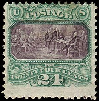 US Stamp Values Scott Catalog 120 - 1869 24c Pictorial Declaration. Regency-Superior, Nov 2014, Sale 108, Lot 287
