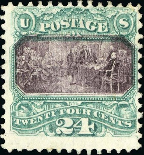 US Stamp Values Scott Cat. # 120 - 1869 24c Pictorial Declaration. Spink Shreves Galleries, Jan 2015, Sale 150, Lot 97