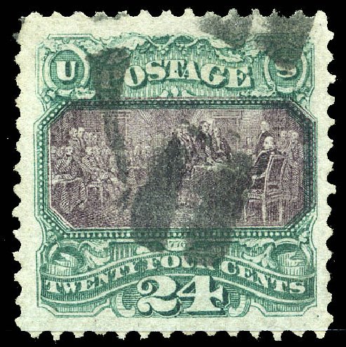 Prices of US Stamp Scott Cat. 120: 24c 1869 Pictorial Declaration. Matthew Bennett International, May 2014, Sale 350, Lot 218
