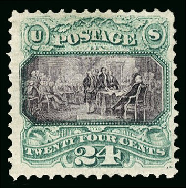 US Stamp Value Scott Cat. 120: 1869 24c Pictorial Declaration. Cherrystone Auctions, Nov 2009, Sale 200911, Lot 3058