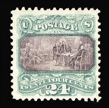 Prices of US Stamps Scott Catalog 120 - 24c 1869 Pictorial Declaration. Cherrystone Auctions, Mar 2013, Sale 201303, Lot 38