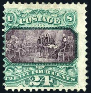 US Stamp Prices Scott #120 - 24c 1869 Pictorial Declaration. Harmer-Schau Auction Galleries, Apr 2009, Sale 81, Lot 548