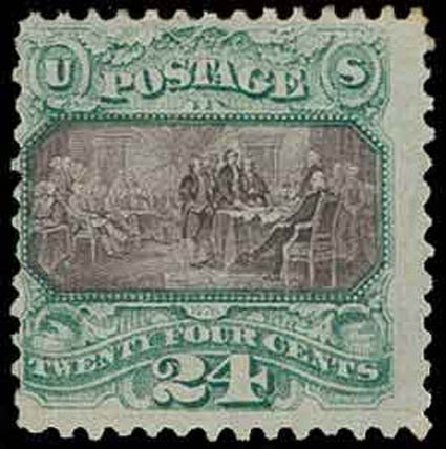 Values of US Stamps Scott # 120 - 1869 24c Pictorial Declaration. H.R. Harmer, Nov 2013, Sale 3004, Lot 1108
