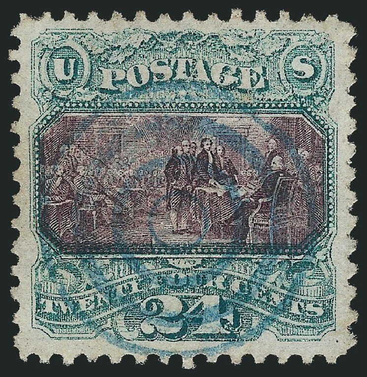 US Stamps Values Scott #120: 24c 1869 Pictorial Declaration. Robert Siegel Auction Galleries, Nov 2013, Sale 1061, Lot 3548