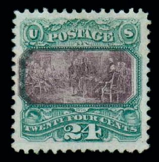 Cost of US Stamps Scott Catalog # 120 - 24c 1869 Pictorial Declaration. Matthew Bennett International, Dec 2007, Sale 324, Lot 1099