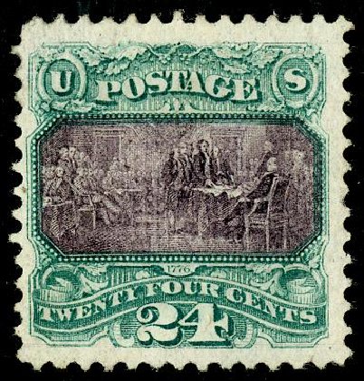 Values of US Stamps Scott #120: 24c 1869 Pictorial Declaration. Matthew Bennett International, May 2008, Sale 327, Lot 119