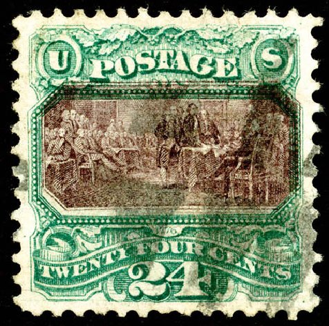 US Stamp Prices Scott Catalogue # 120 - 24c 1869 Pictorial Declaration. Matthew Bennett International, Jun 2008, Sale 328, Lot 629