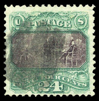 Cost of US Stamp Scott Catalog 120: 1869 24c Pictorial Declaration. Matthew Bennett International, Mar 2011, Sale 337, Lot 2579