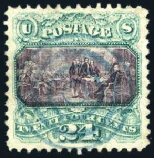 US Stamp Value Scott Catalog 120: 24c 1869 Pictorial Declaration. Harmer-Schau Auction Galleries, Jun 2008, Sale 78, Lot 1359