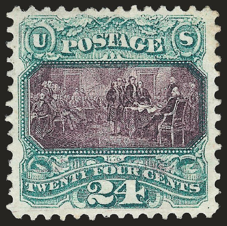 Cost of US Stamp Scott Catalogue # 120: 1869 24c Pictorial Declaration. Robert Siegel Auction Galleries, Jan 2009, Sale 968, Lot 149