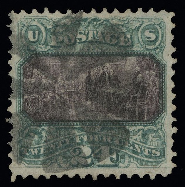 US Stamp Price Scott 120: 1869 24c Pictorial Declaration. Spink Shreves Galleries, Aug 2013, Sale 144, Lot 159