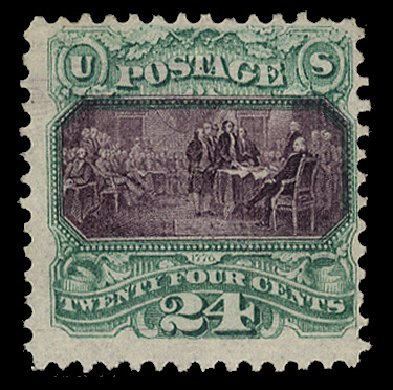 Prices of US Stamp Scott Catalogue # 120: 24c 1869 Pictorial Declaration. Cherrystone Auctions, Apr 2014, Sale 201404, Lot 50