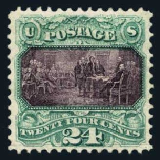 Value of US Stamp Scott Catalogue 120: 1869 24c Pictorial Declaration. Harmer-Schau Auction Galleries, Aug 2014, Sale 102, Lot 1760