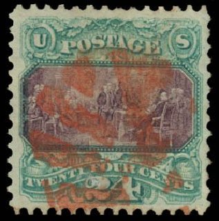 Cost of US Stamp Scott Catalog 120: 1869 24c Pictorial Declaration. Daniel Kelleher Auctions, May 2014, Sale 652, Lot 250