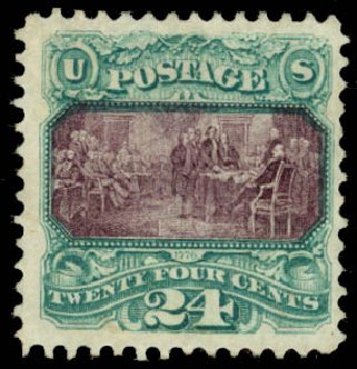 US Stamps Value Scott #120: 1869 24c Pictorial Declaration. Daniel Kelleher Auctions, Jan 2015, Sale 663, Lot 1350