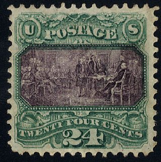 Price of US Stamps Scott Catalogue # 120 - 1869 24c Pictorial Declaration. Cherrystone Auctions, Jan 2010, Sale 201001, Lot 91