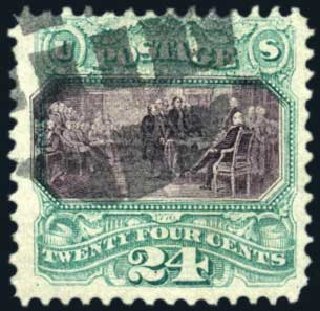 Value of US Stamp Scott # 120 - 1869 24c Pictorial Declaration. Harmer-Schau Auction Galleries, Oct 2009, Sale 83, Lot 361