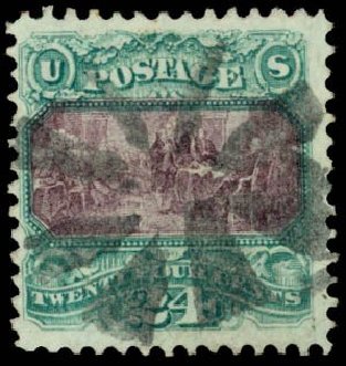 Price of US Stamp Scott Catalog #120: 24c 1869 Pictorial Declaration. Daniel Kelleher Auctions, Sep 2014, Sale 655, Lot 261